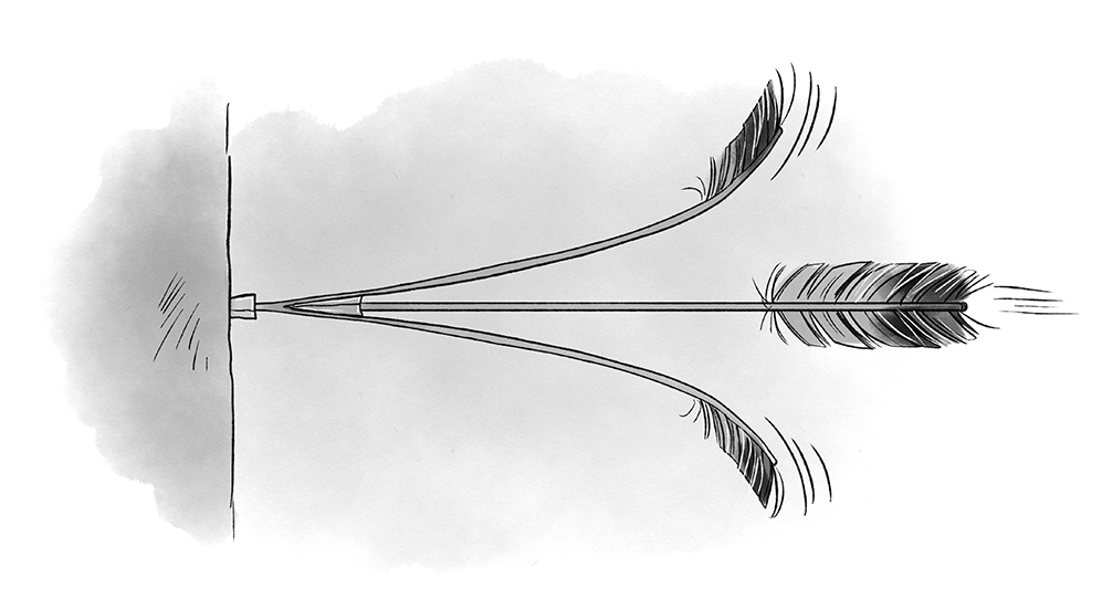Dieses Bild zeigt eine Illustration von einem Pfeil, der in einem Baum steckt.